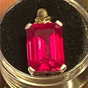 Designer, 10k and Sterling silver Ruby pendant.